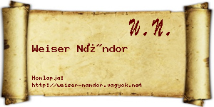 Weiser Nándor névjegykártya